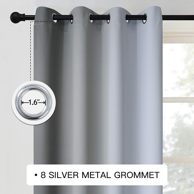 COSVIYA Curtains & Drapes Grommet Ombre Grey/Gray Curtains W52 x L63 Inch | - Image 3