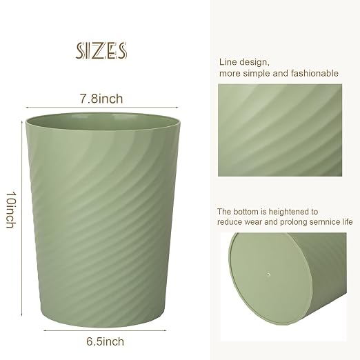UUJOLY Plastic Small Bathroom Trash Can Wastebasket Garbage Can, Mint Green | - Image 3