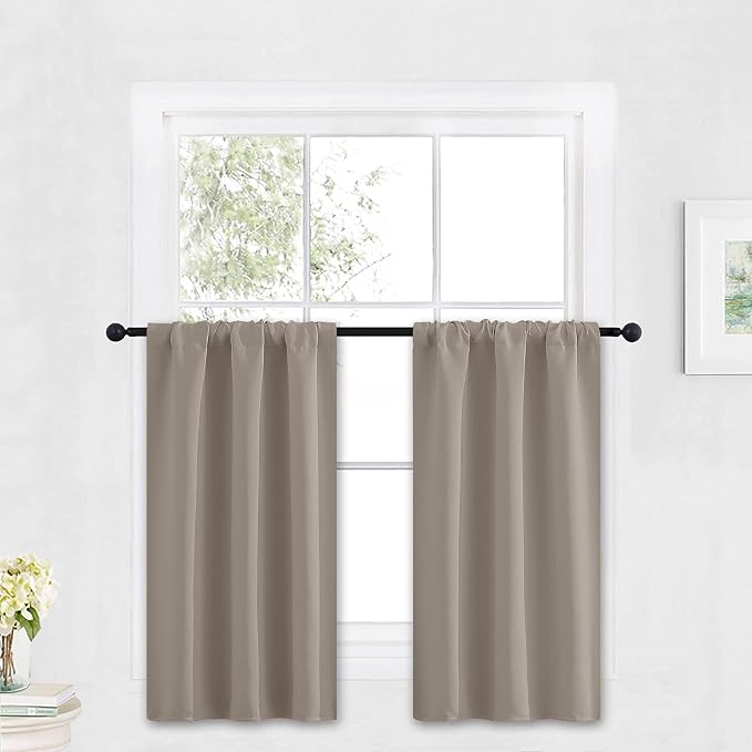 RYB HOME Cafe Blackout Curtains 30 inch Length, Short Window Curtain Tiers | by RYBHOME
