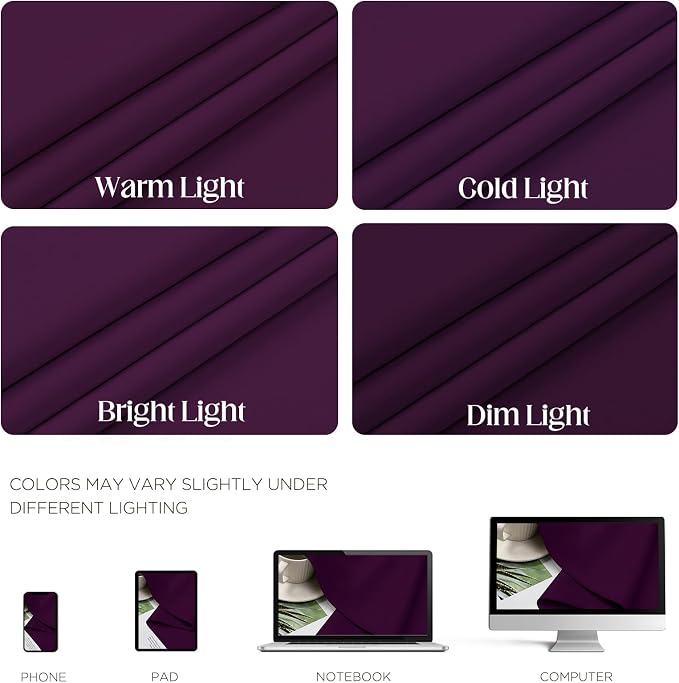CUCRAF Purple Blackout Curtains 96 inch Length 2 Panels Set, Room Darkening - Image 4