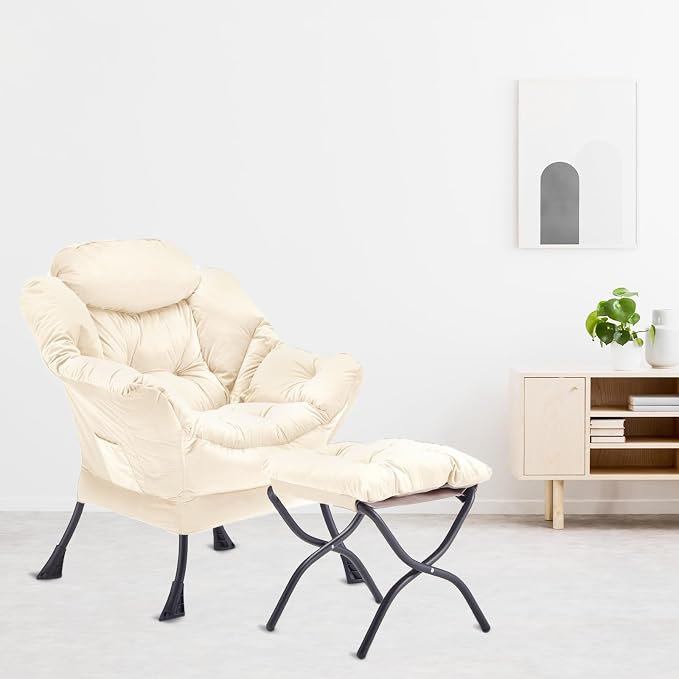 Youtanic Lazy Chair with Folding Ottoman, Accent Chair Velvet Upholstered with - Image 9