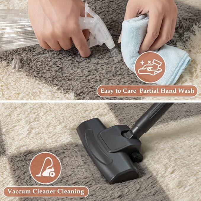Grey 9x12 Area Rug for Living Room Soft Checkered Shag Carpet | Machine Washable - Image 5