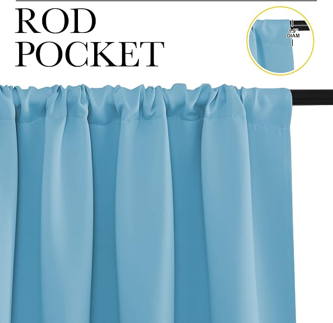 NICETOWN 2 Panels Blackout Curtains, Rod Pocket Window Curtains Room Darkning - Image 2