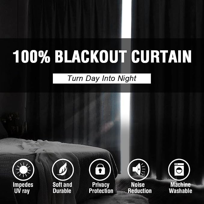 H.VERSAILTEX Full Blackout Curtains 90 Inch Length Thermal Insulated UV - Image 2