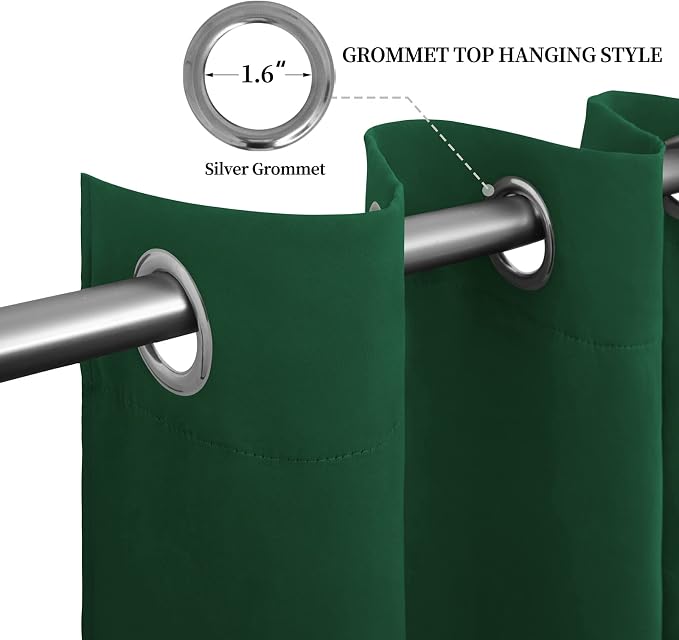 Easy-Going Thermal Grommet Blackout Curtains, 2 Panels 52x84 in, Dark Green | - Image 5