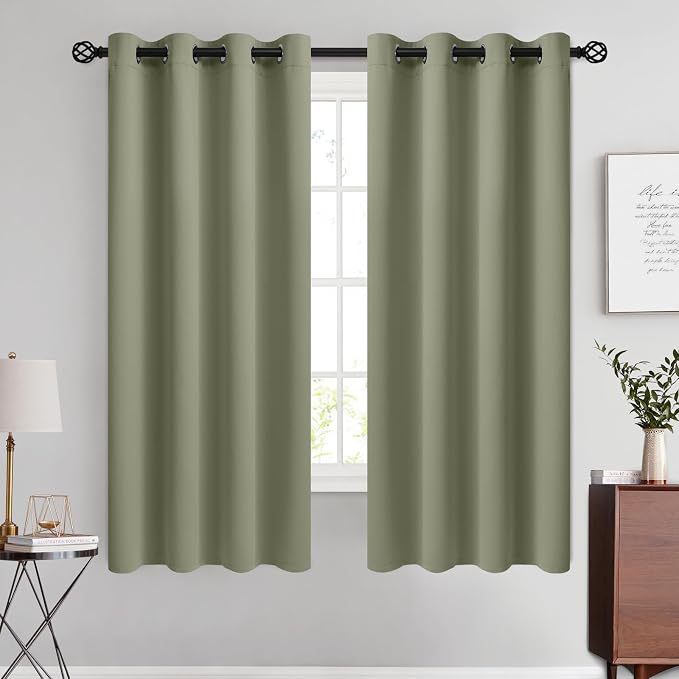 COSVIYA Grommet Room Darkening Light Sage Curtains 63 inch Long by COSVIYA