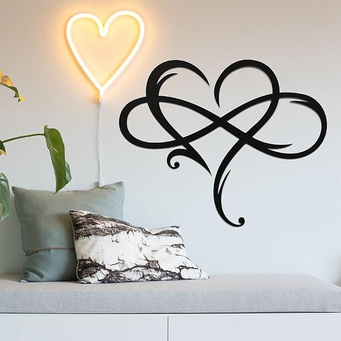 AOOLVY Infinity Heart Wall Decor, Unique Infinity Heart Metal Art Wall Decor - Image 2