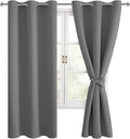 Blackout Curtains for Bedroom, Light Grey, 38 x 72 Inch, 2 Panels | Light by Hiasan