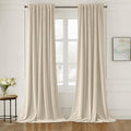 MIULEE Cream Beige Velvet Pinch Pleat Blackout Curtains W52 X L96 Inches | 2 by MIULEE