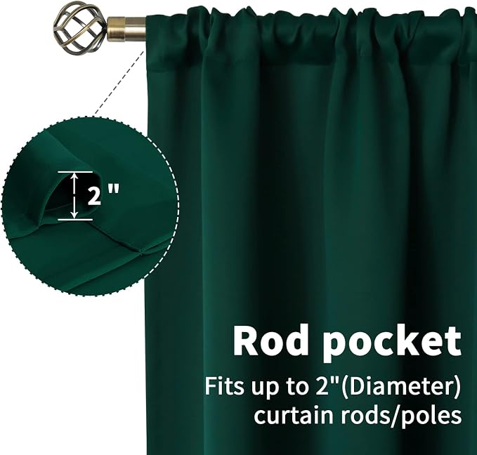 BGment Emerald Green Blackout Curtains 40 Inches Long - Image 6
