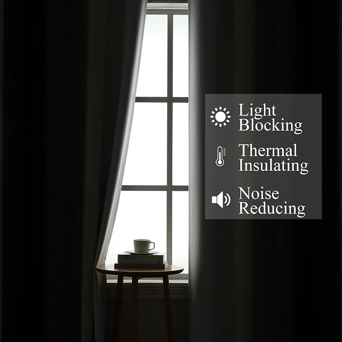 Brown and Greyish White Blackout Curtains 52x102 2 Panels | Ombre Curtains - Image 3
