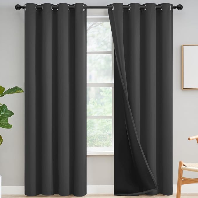 Yakamok Charcoal Grey Blackout Curtains 96 inches Long by Yakamok