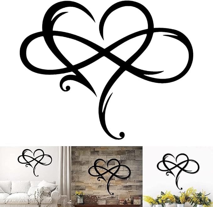 AOOLVY Infinity Heart Wall Decor, Unique Infinity Heart Metal Art Wall Decor - Image 8