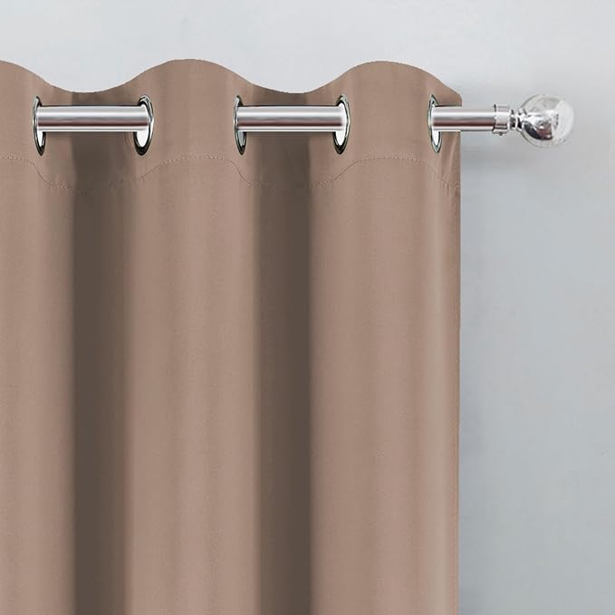 Blackout Curtains 66 x 54 Inch Long Cappuccino Curtains Set of 2 Panels Room - Image 6