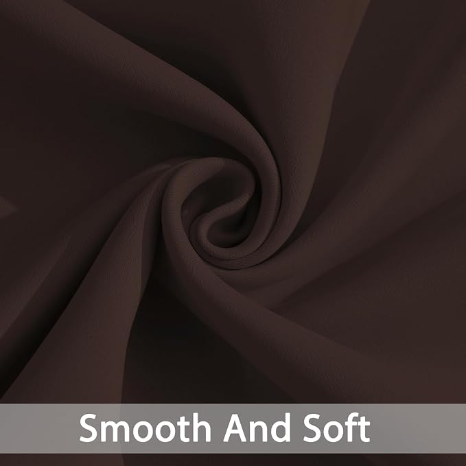 Yakamok Blackout Curtains 38x72 inch Chocolate Brown Thermal Drapes-Bedroom | 2 - Image 4