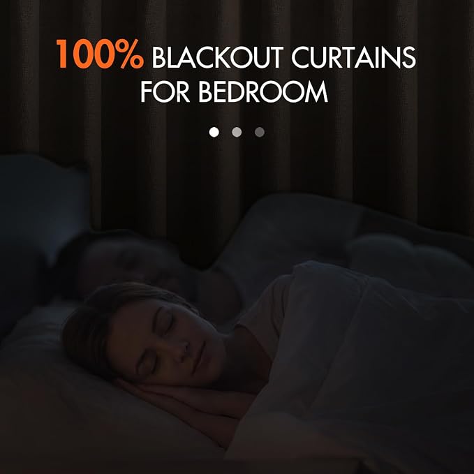 MIULEE 100% Blackout Curtains Linen Curtains 96 Inches Long, Copper Brown | 2 - Image 2
