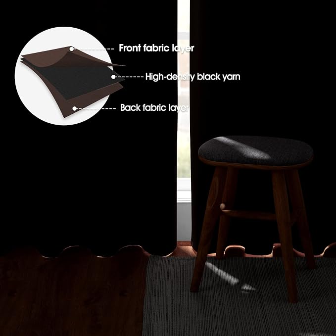 HOMEIDEAS Chocolate Blackout Curtains 52 X 63 Inch Brown Bedroom Curtains Set - Image 3
