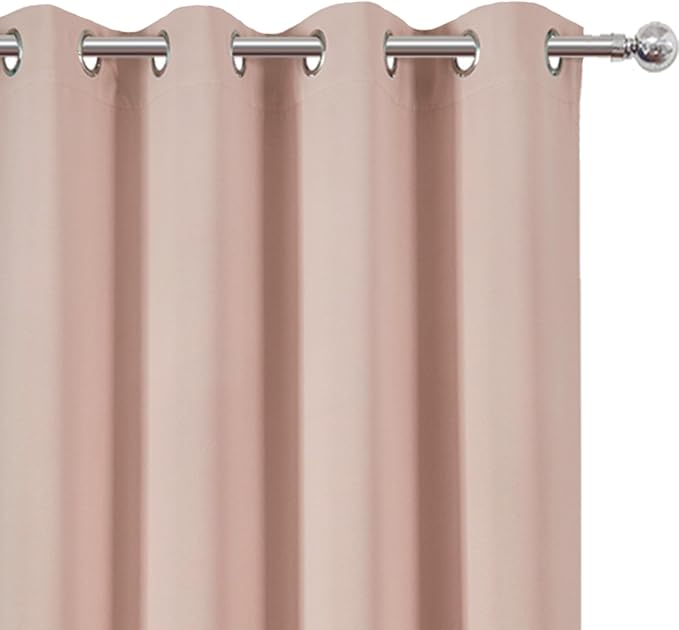 Blackout Curtains 66 x 72 Inch Long Blush Curtains Set of 2 Panels Room - Image 6