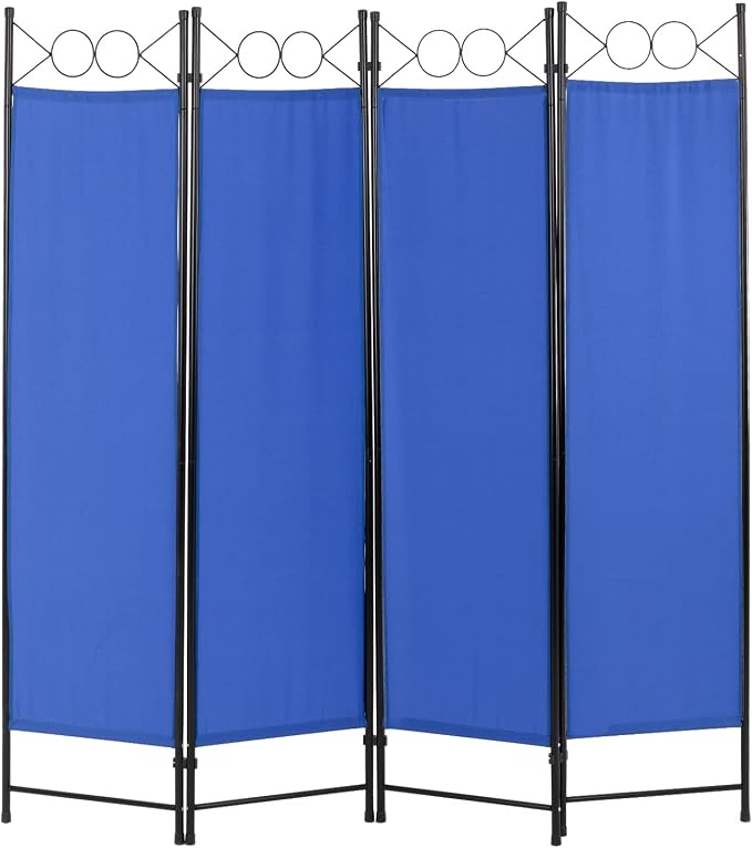4 Panel Room Divider 6FT Steel Frame Screen Folding Privacy Divider by FDW