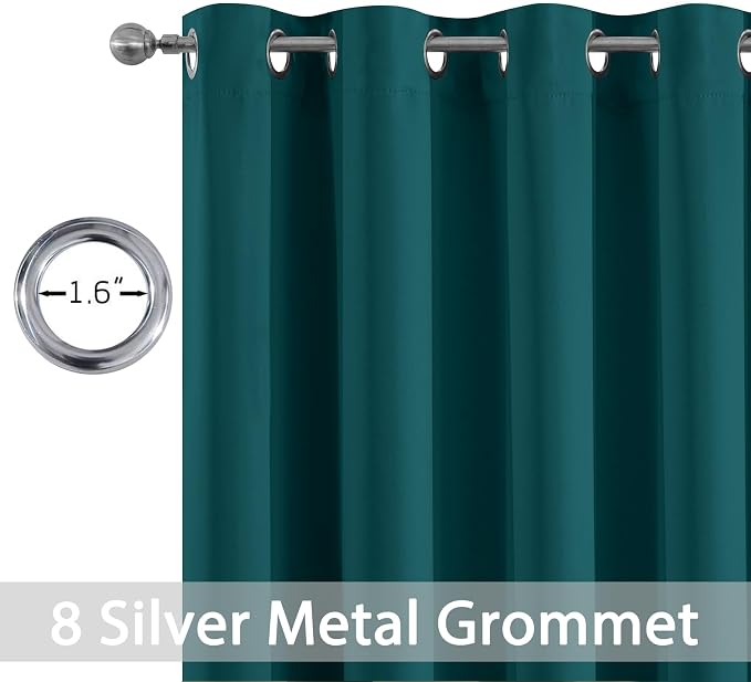 Yakamok Room Darkening Curtains 52x96 inch Length Dark Teal-Living Room | 2 - Image 2