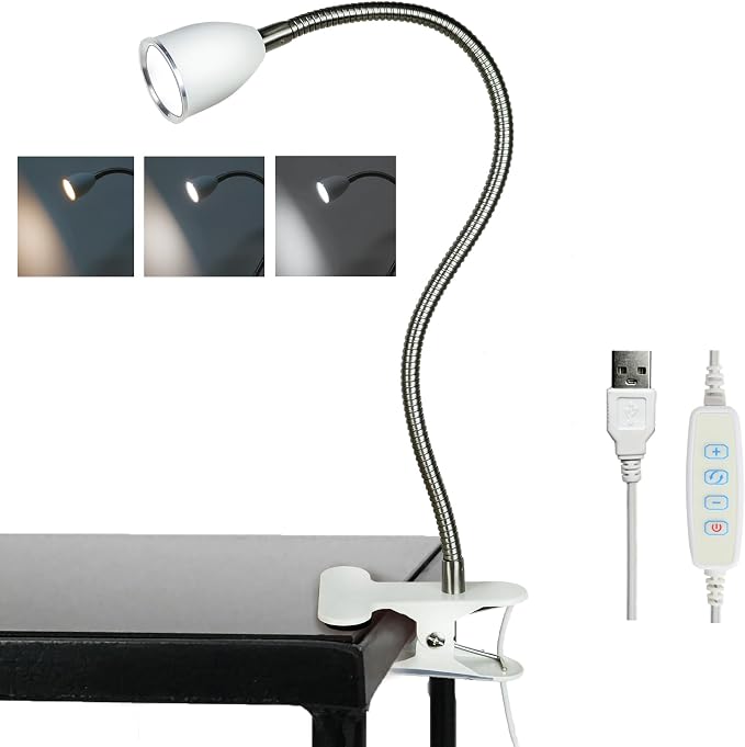 Desk lamp Eye-Caring Table Lamps, 360°Rotation Gooseneck Clip on Lamp Reading by LALISU