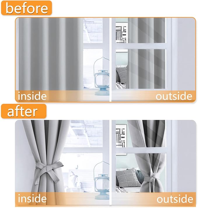 Blackout Curtains for Bedroom, 52 x 45 Inch, 2 Panels | Thermal Insulated & - Image 4