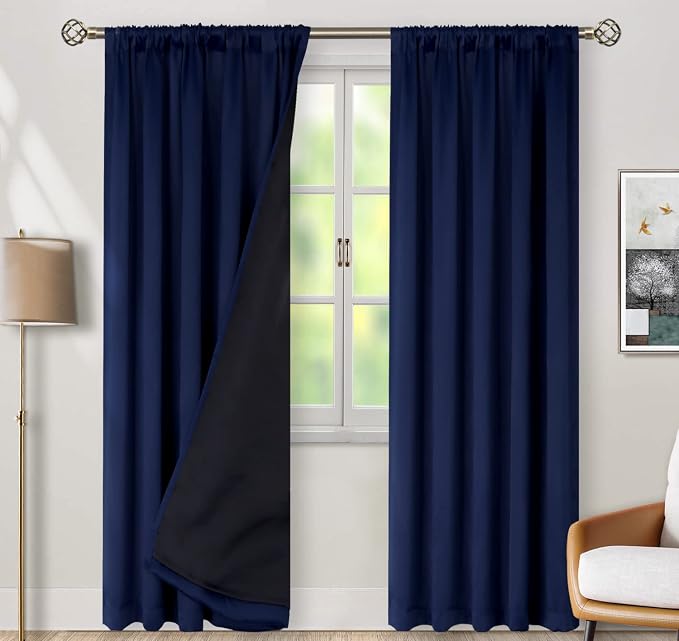 BGment Navy Blue 100% Blackout Curtains - Image 2