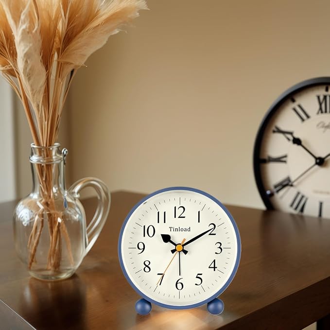 Tinload 4.5" Vintage Retro Analog Alarm Clock, Super Silent Non Ticking Small - Image 3