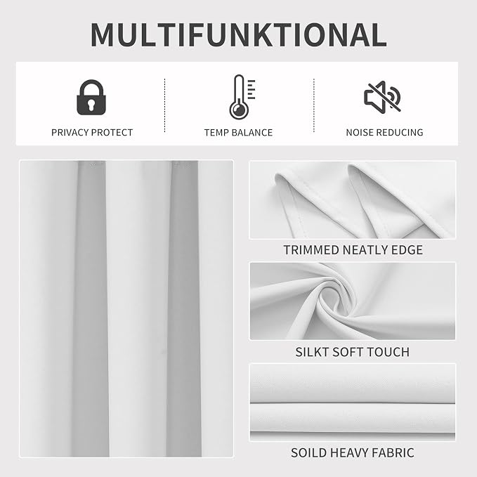 Joydeco Blackout Curtains 72 Inches Long 2 Panels Set, Thermal Insulated Long - Image 3