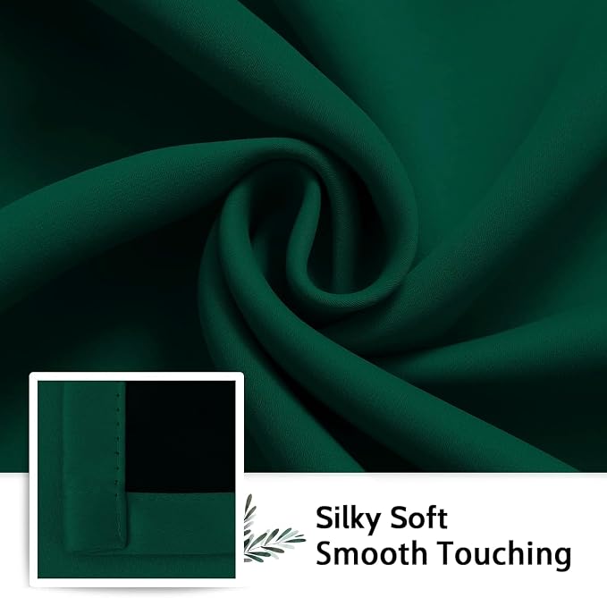 SimpleHome Dark Green 100% Blackout Curtains Room Darkening Living Room 72 | - Image 6