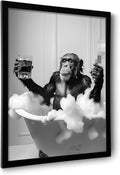 OIQArtOIQ Funny Bathroom Framed Wall Art Vintage Canvas Wall Art Prints by OIQArtOIQ