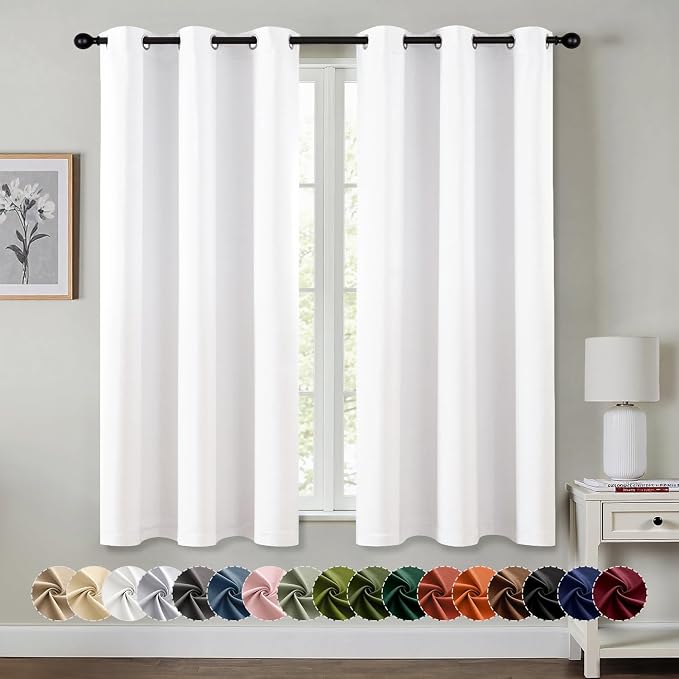 MIULEE Blackout Curtains for Bedroom 2 Panels 29 x 40 Inch Long Pure White | by MIULEE