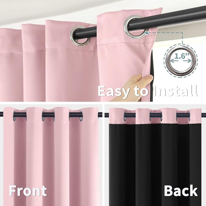 BGment Baby Pink Blackout Curtains - Image 6