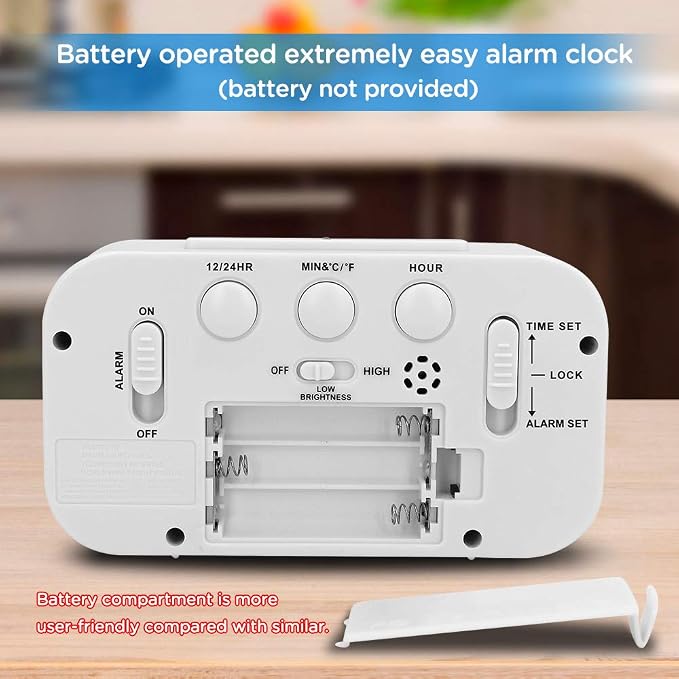 Peakeep Night Light Digital Alarm Clock Battery Operated Indoor Temperature | - Image 7