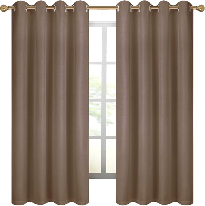 Diraysid 100% Blackout Curtains Cappuccino Linen Curtains - Image 3