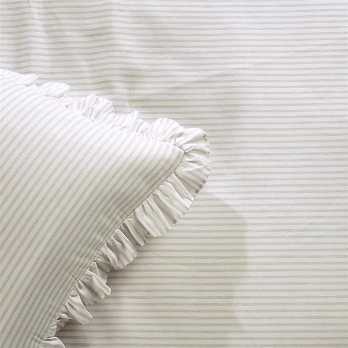 Lush Decor Ticking Stripe Bedspread Full Size 3 Piece Set Wheat - Image 6