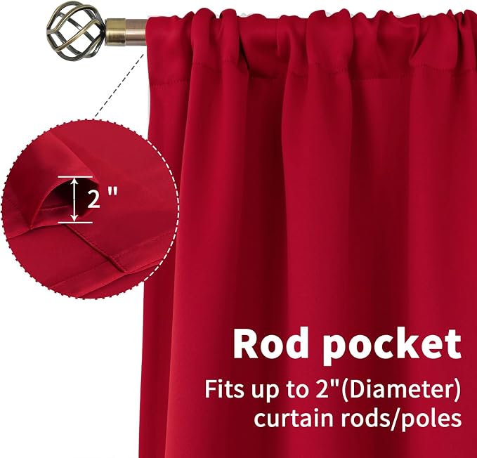 BGment Red Blackout Curtains 63 Inches Long - Image 4
