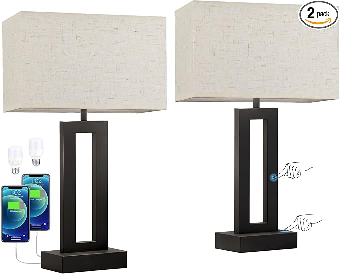 Nightstand Table Lamps for Bedrooms Set of 2 by SeealleLighting
