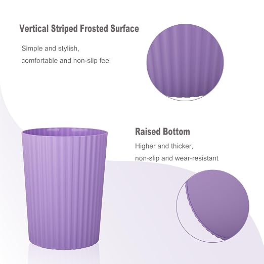 Small Bathroom Trash Can Plastic Wastebasket Garbage Can Taro Purple 2 Pack | - Image 4