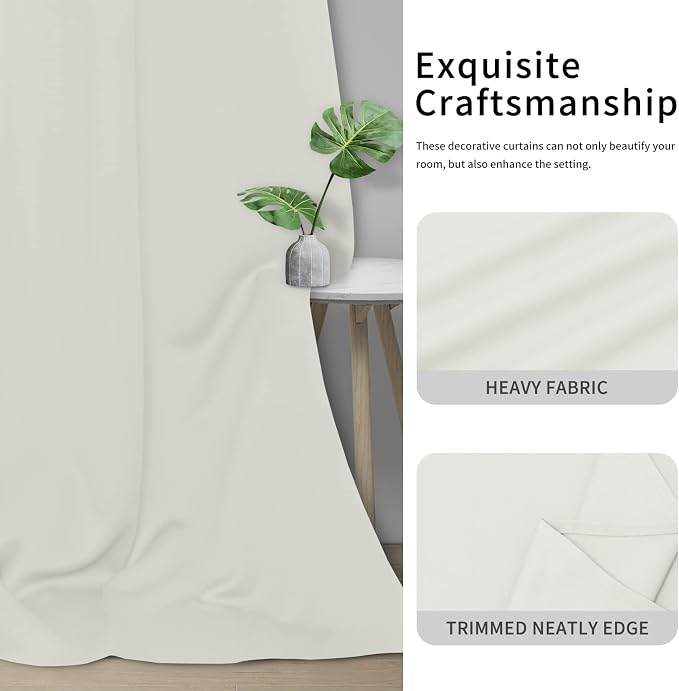 Easy-Going Thermal Grommet Curtains, 2 Panels 42x45 in, Ivory | Machine - Image 5