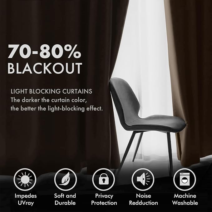 MIULEE Velvet Curtains Light Taupe 52 x 96 Inch Length Set of 2 | Grommet Drapes - Image 4