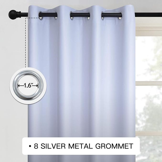 COSVIYA Grommet Ombre Room Darkening Curtains 72 inch Length 2 Panels, Gradient - Image 2