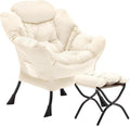 Youtanic Lazy Chair with Folding Ottoman, Accent Chair Velvet Upholstered with by Youtanic