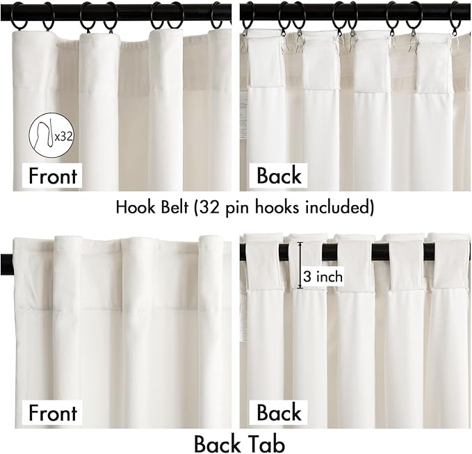 MIULEE Velvet Curtains 50W x 92L 2 Panels Ivory Blackout Curtains | Luxury - Image 3