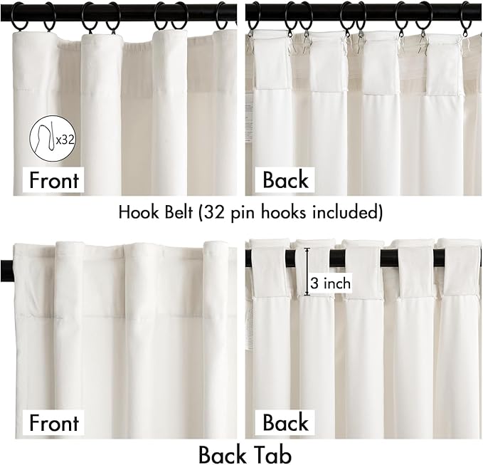 MIULEE Velvet Curtains 50W x 100L 2 Panels Ivory Blackout Curtains | Luxury - Image 3