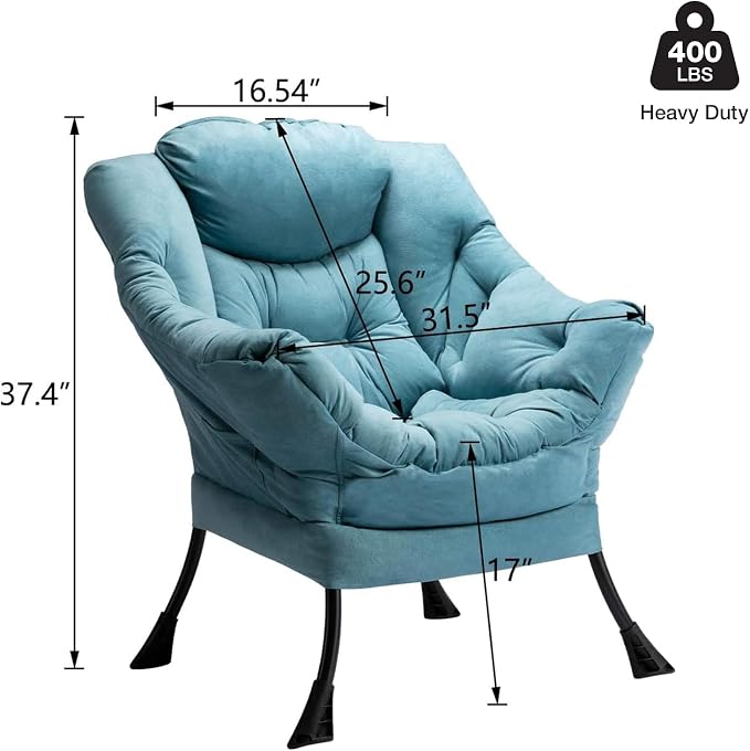 HollyHOME Lazy Chair with Armrest and Side Pocket, Comfy Accent Lounge Chair - Image 3