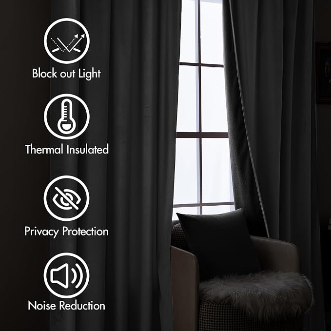 MIULEE Grey Velvet Pinch Pleat Blackout Curtains W52 X L108 Inches | 2 Panels - Image 5