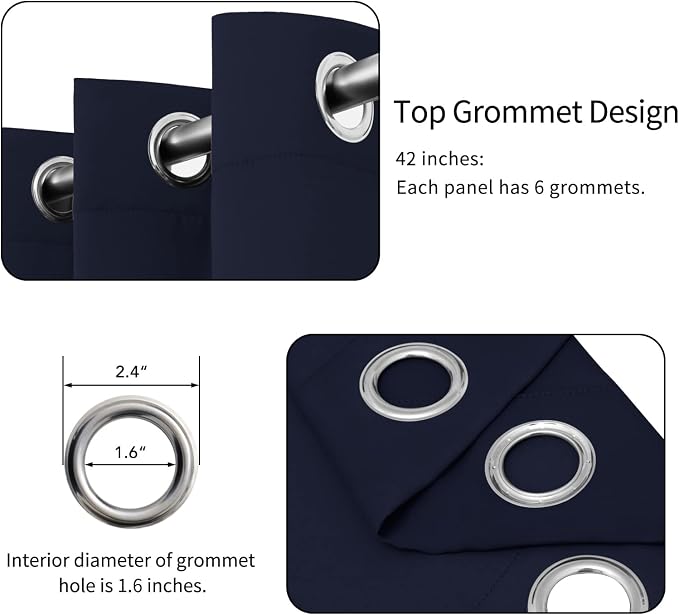 Easy-Going Thermal Grommet Blackout Curtains, 2 Panels 42x54 in, Noise Reduction - Image 4