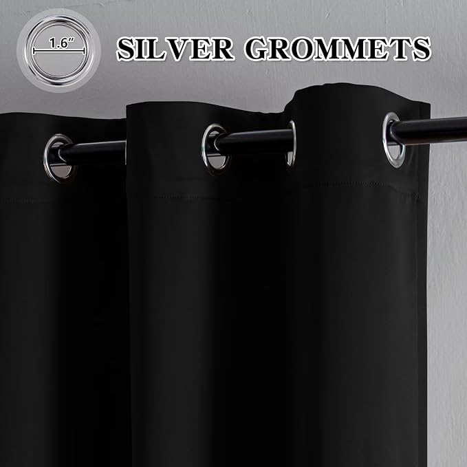 IGEMAEVE Blackout Curtains & Drapes Black 40" W x 84" L | Bedroom | Living room - Image 2