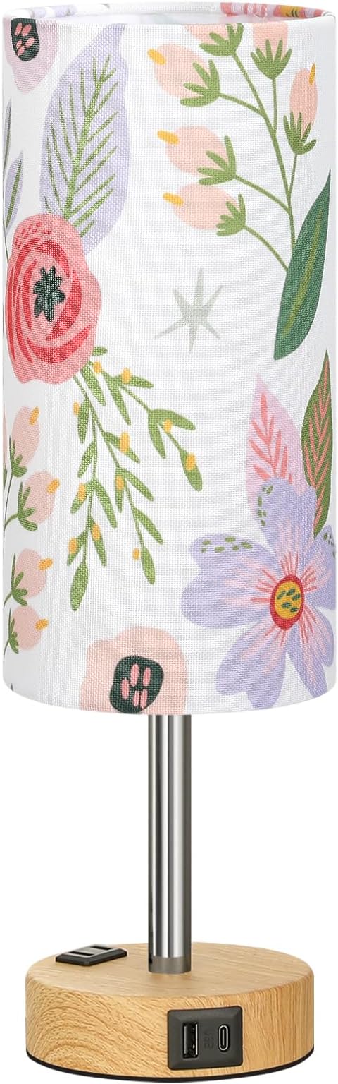 Floral Touch Lamp for Bedroom- 3 Way Dimmable Bedside Lamp USB C A Charging - Image 8